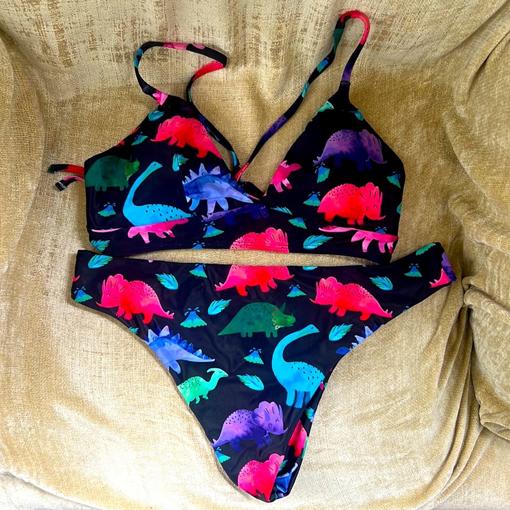 Cute Dinosaur 2 Piece Bikini by ZAFUL